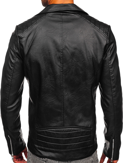 Chaqueta ramonera de cuero para hombre negro Bolf 11Z8067