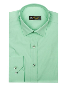 Camisa elegante verde menta de manga larga para hombre Bolf 1703