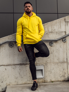 Sudadera tipo canguro con capucha para hombre amarillo Bolf 2009A