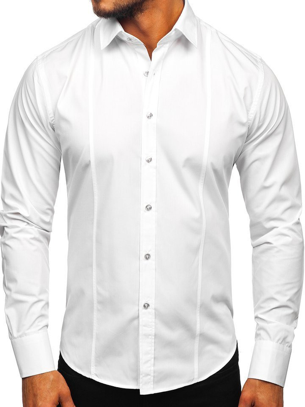 Hombre Camisa elegante de manga larga Blanco Bolf 6944