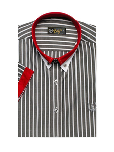 Camisa a cuadros de manga corta elegante para hombre gris Bolf 4501