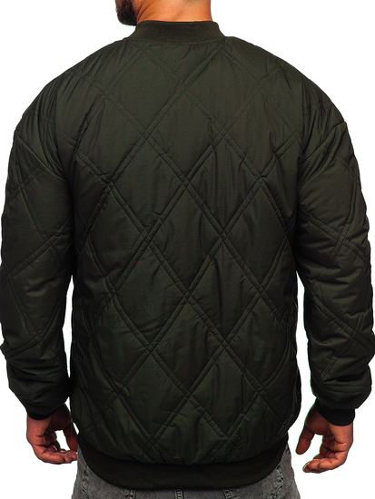 Chaqueta acolchada de béisbol bomber de entretiempo para hombre caqui Bolf 84M3020