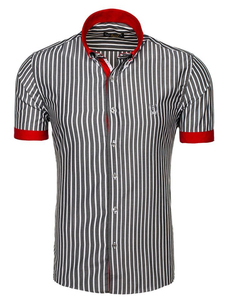 Camisa a cuadros de manga corta elegante para hombre gris Bolf 4501