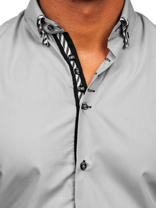 Camisa de manga larga para hombre gris Bolf 3762