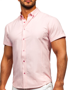 Camisa elegante de manga corta para hombre Rosa Bolf 7501G