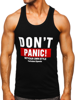Camiseta de tirantes anchos con impresión para hombre negro Bolf 14854