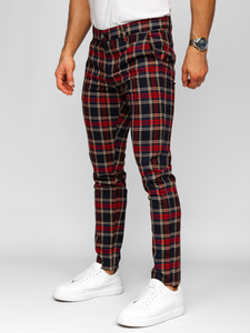 Pantalón chinos a cuadros de tela para hombre azul oscuro Bolf 184165