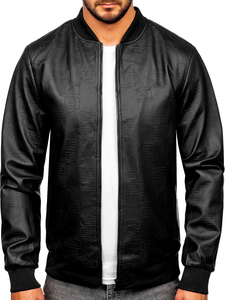 Chaqueta bomber de cuero para hombre negro Bolf 3A65