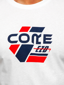 Camiseta algodón de manga corta con impresión para hombre blanco Bolf 14782