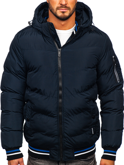 Chaqueta acolchada de invierno para hombre azul oscuro Bolf 6971
