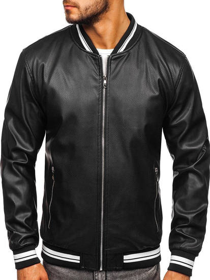 Chaqueta de cuero para hombre negro Bolf 1132