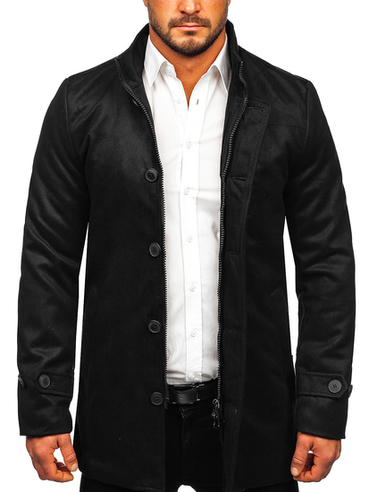 Abrigo de invierno con cuello alto para hombre negro Bolf M3129