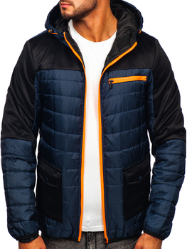 Chaqueta acolchada de entretiempo para hombre color azul oscuro Bolf M10006