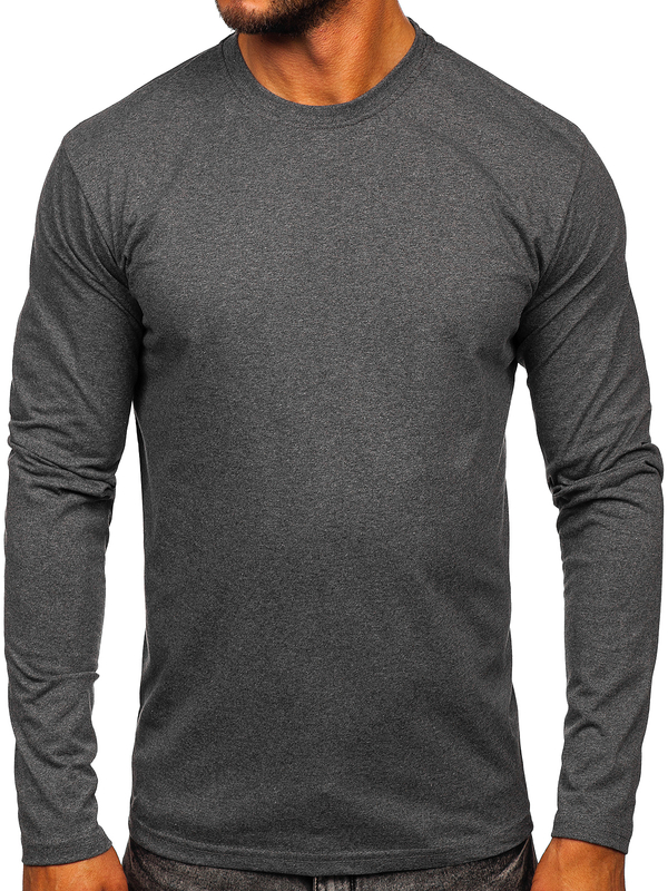 Camiseta de manga larga lisa para hombre antracita Bolf 1209