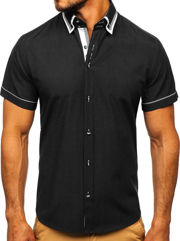 Camisa de manga corta para hombre negro Bolf 3520