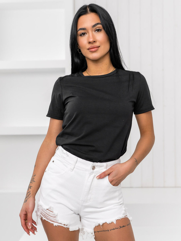 Camiseta sin estampado para mujer color negro Denley SD211