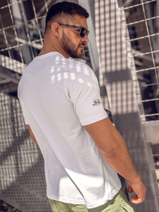 Camiseta algodón de manga corta con impresión para hombre blanco Bolf 14741A