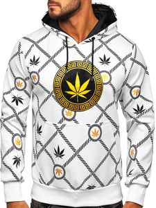 Sudadera con capucha con impresión para hombre blanco Bolf HM630