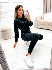 Chándal velour de dos piezas para mujer negro Bolf 642