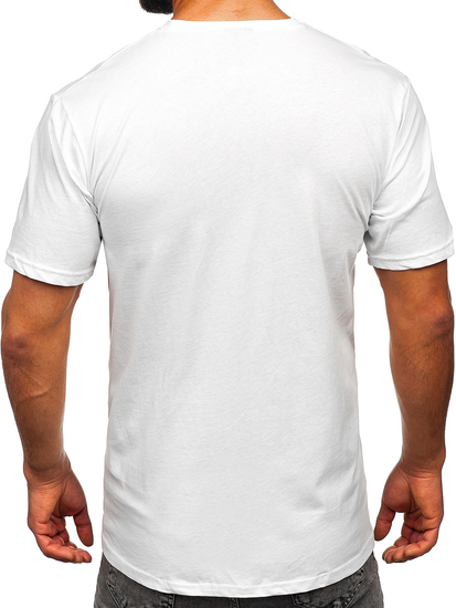 Camiseta algodón de manga corta con impresión para hombre blanco Bolf 14791