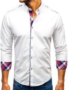 Camisa elegante de manga larga para hombre blanca Bolf 1758