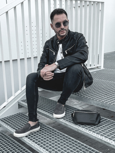 Chaqueta de cuero para hombre negro Bolf 1129