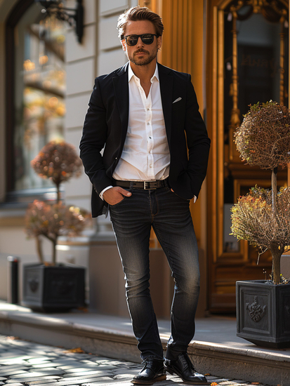 Hombre Blazer elegante Negro Bolf 1652A