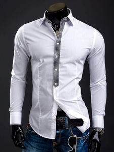 Camisa elegante de manga larga para hombre blanco Bolf 0939