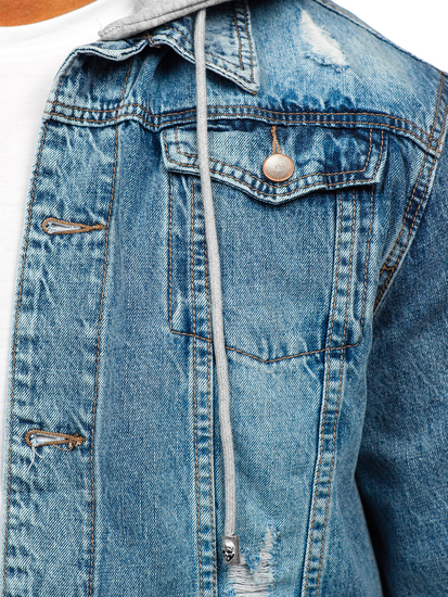 Chaqueta vaquera azul claro para hombre con capucha Bolf MJ505BC