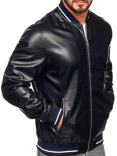 Chaqueta de cuero ecológico para hombre negro Bolf 6707