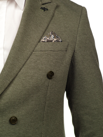 Hombre Chaqueta de traje elegante cruzada Verde Bolf 005