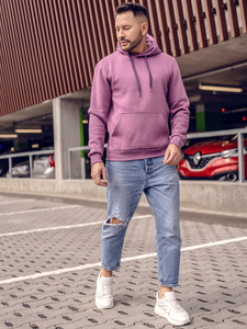 Sudadera tipo canguro con capucha para hombre violeta Bolf 1004