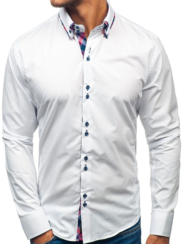Camisa de manga larga elegante para hombre blanca Bolf 2712