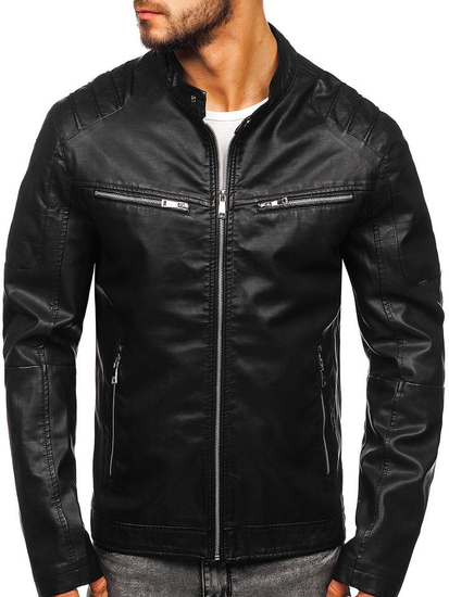 Chaqueta de cuero para hombre negro Bolf 1129