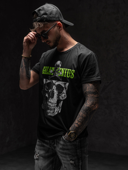 Camiseta estampada para hombre color negro Bolf Y70005