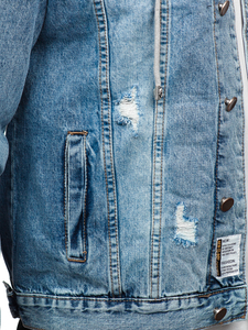 Chaqueta vaquera azul claro para hombre con capucha Bolf MJ505BC