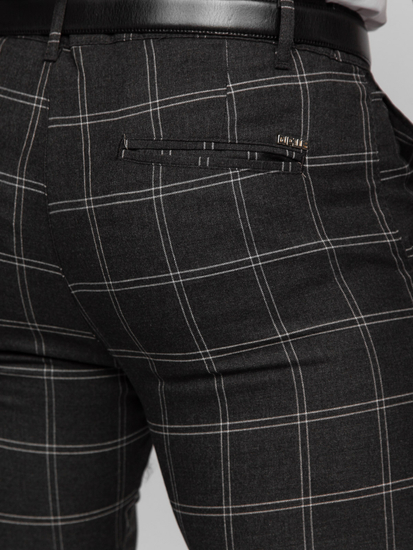 Pantalón chinos a cuadros para hombre grafito Bolf 0036