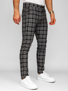 Pantalón chinos a cuadros de tela para hombre negro Bolf 184175