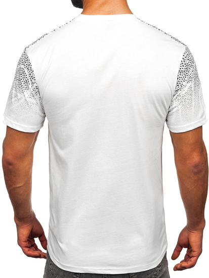 Camiseta algodón de manga corta con impresión para hombre blanco Bolf 14710