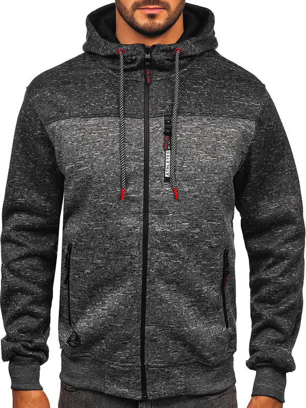Sudadera con capucha forrada para hombre antracita Bolf TC1308
