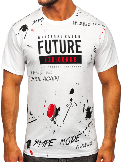 Camiseta de manga corta con impresión para hombre blanco Bolf 14476