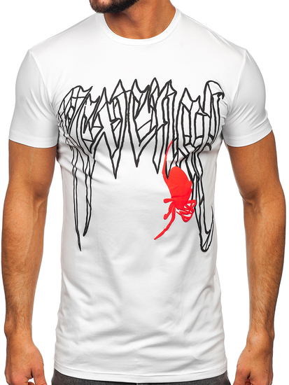 Camiseta de manga corta con impresión para hombre blanco Bolf MT3026