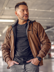 Chaqueta algodón de entretiempo para hombre marrón Bolf 84M3010A