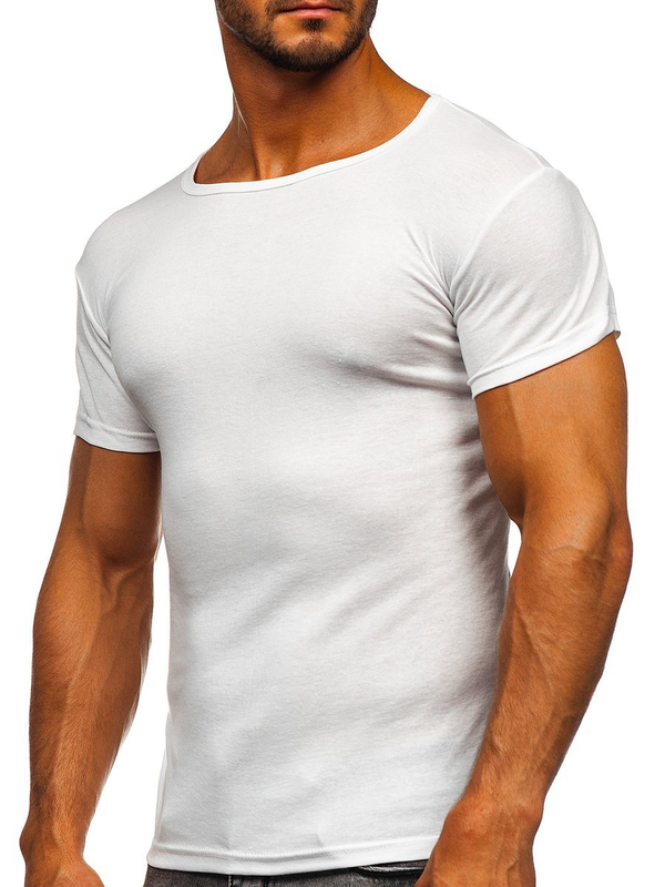 Camiseta de manga corta para hombre sin estampado blanco Bolf NB003