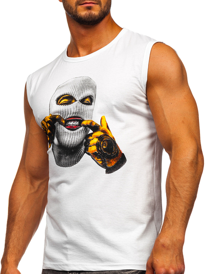 Camiseta estampada sin mangas color blanco Bolf 14811