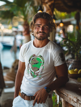 Camiseta blanca de algodón con estampado para hombre Bolf 192379A2