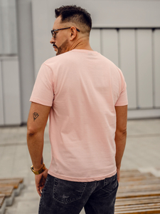Camiseta lisa de algodón rosa claro para hombre Bolf 192397A