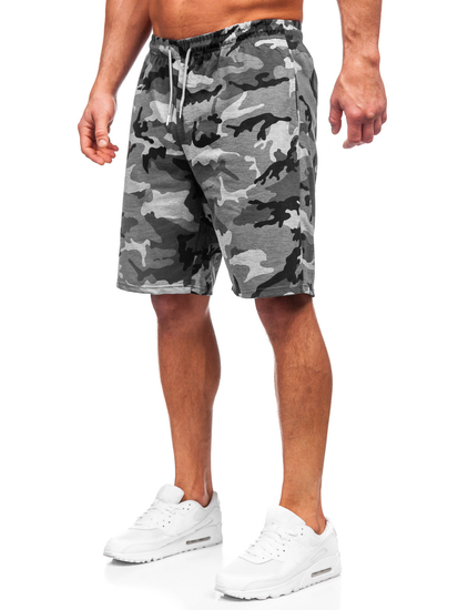 Pantalón corto de chándal camuflaje para hombre gris Bolf 8K283