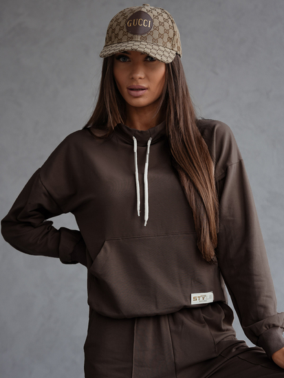 Conjunto de chándal de dos piezas para mujer color chocolate Bolf 82162