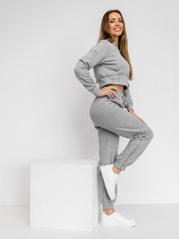 Chándal oversize de dos piezas para mujer gris Bolf 8C78A1